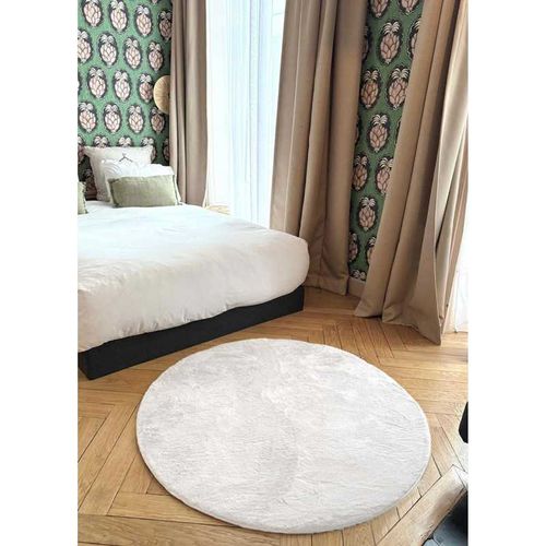 Tapis Doux Fourrure Uni - Laponie 01 Crème - 120x120 Cm