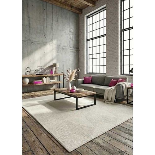 Tapis Lavable Géométrique - Toulouse 01 Crème - 60x100 Cm