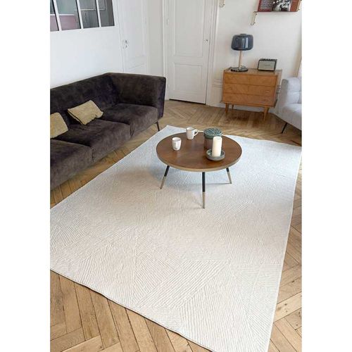Tapis Lavable Géométrique - Toulouse 01 Crème - 80x300 Cm