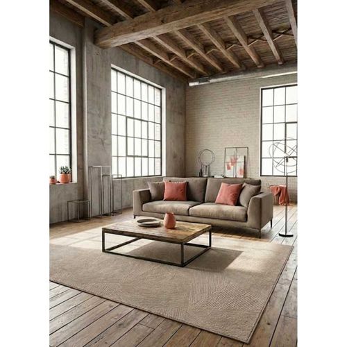 Tapis Lavable Géométrique - Toulouse 01 Beige - 60x100 Cm
