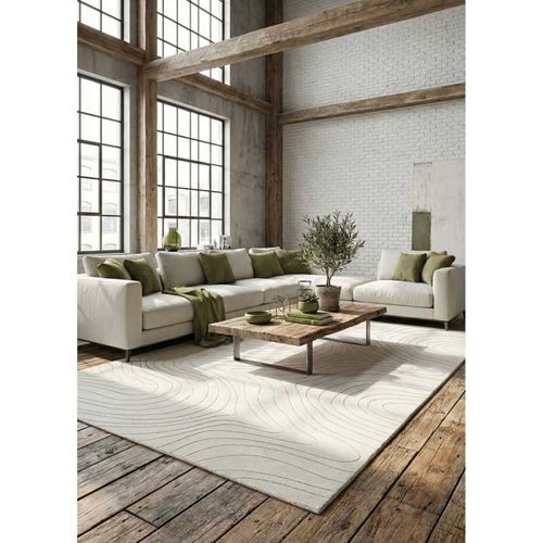 Tapis Lavable Abstrait - Toulouse 02 Crème - 60x100 Cm