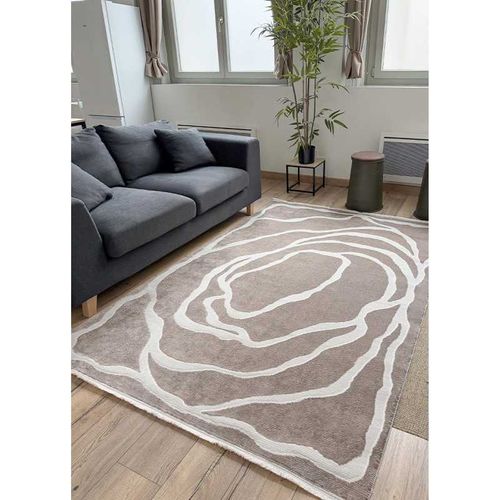 Tapis Abstrait Bordeaux 93 Beige - 80x300 Cm