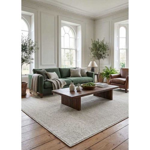 Tapis Tissé Uni Extérieur Intérieur Panama 57 Crème - 200x290 Cm