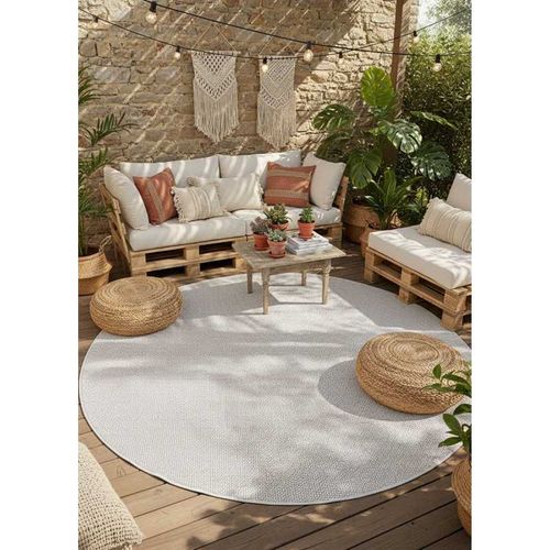Tapis Tissé Uni Extérieur Intérieur Panama 57 Crème - 200x200 Cm