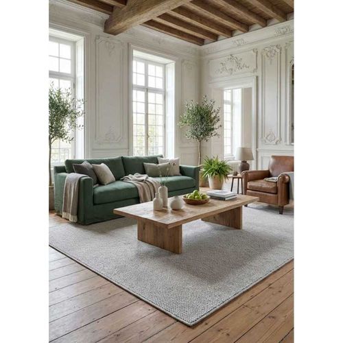 Tapis Tissé Uni Extérieur Intérieur Panama 57 Gris - 200x290 Cm