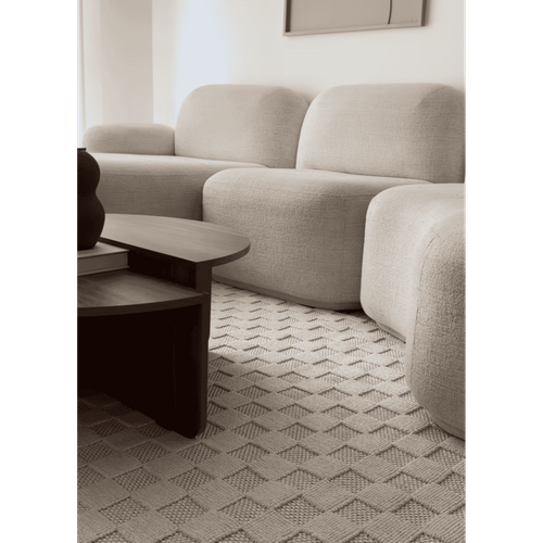 Tapis Extérieur Et Intérieur Damier Toulon 36 Crème - 80x300 Cm