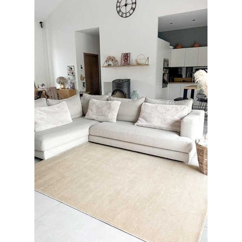 Tapis Uni Lavable En Machine Avignon Beige - 80x300 Cm