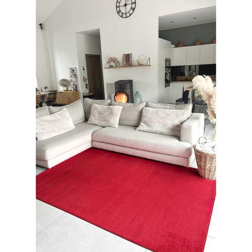 Tapis Uni Lavable En Machine Avignon Rouge - 120x160 Cm