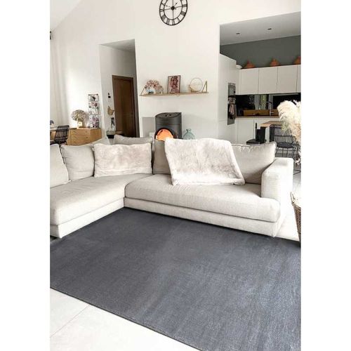 Tapis Uni Lavable En Machine Avignon Gris Anthracite - 150x220 Cm