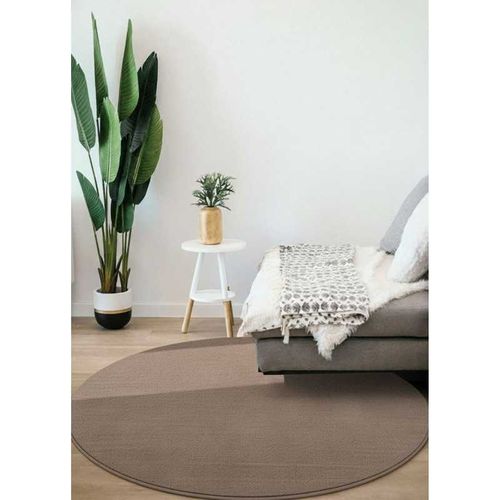 Tapis Uni Lavable En Machine Avignon Taupe - 120x120 Cm
