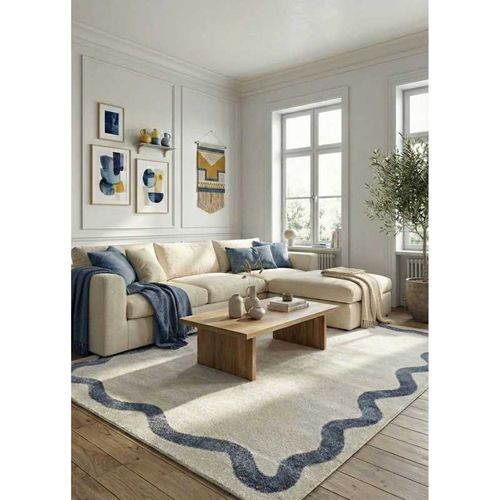 Tapis Moderne Coloré - Annecy 12 Bleu - 80x300 Cm
