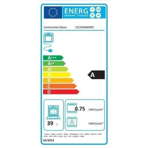 Cuisiniere Gaz - Cecdf6060ibd - Double Fours -  4 Feux - Noir - L60 Xp60 X H90 Cm