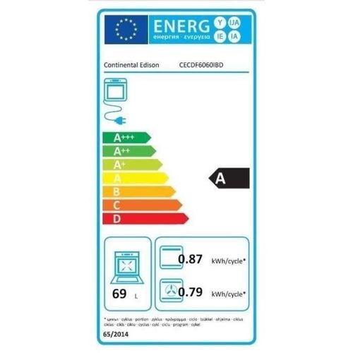 Cuisiniere Gaz - Cecdf6060ibd - Double Fours -  4 Feux - Noir - L60 Xp60 X H90 Cm