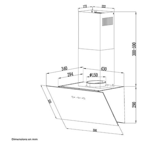 Hotte Décorative Inclinée - Cehdi60b - à +++ - L60 Cm - Noir