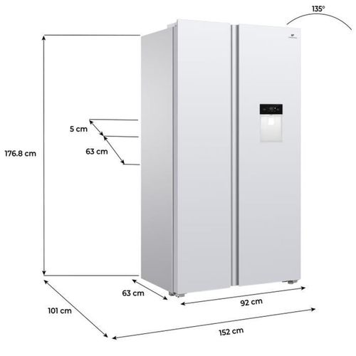 Réfrigérateur Américain - Cera505nfwd - 503 L - Total No Frost (sans Givre) - Classe D - L92 X H177