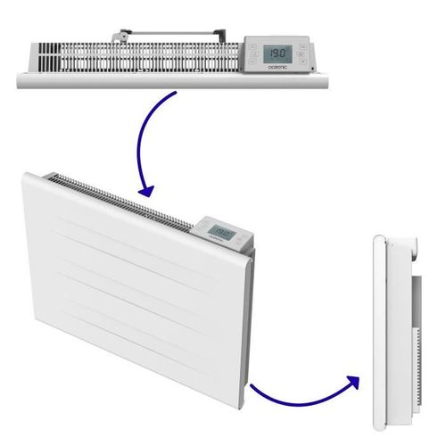 Radiateur Électrique Fixe à Inertie Seche - Double Coeur De Chauffe - 1000 W - Blanc Mat -nf