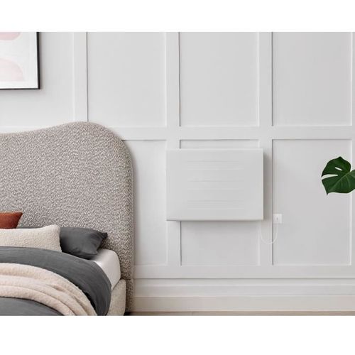 Radiateur Électrique Fixe à Inertie Seche - Double Coeur De Chauffe - 1000 W - Blanc Mat -nf