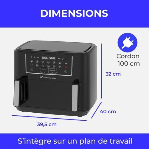 Friteuse à Air Sans Huile - Cefr2400tb - 2600 W - 10,5 L - Noir