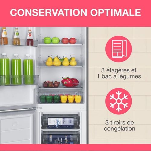 Réfrigérateur Combiné - Oceafc262stds - 262 L - Classe D - 55 X 56 X 180 Cm - Silver