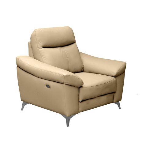 Fauteuil 1 Place Relax Électrique Louis En Cuir Beige