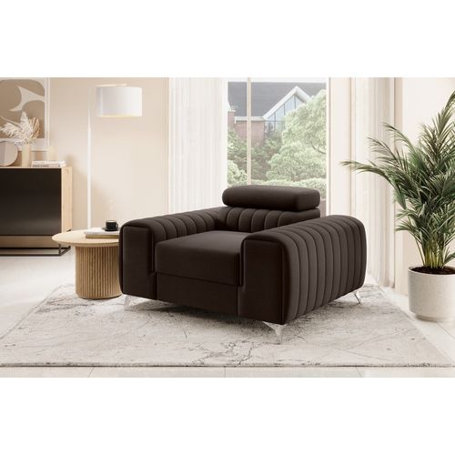 Fauteuil 1 Place Lario En Velours Chocolat