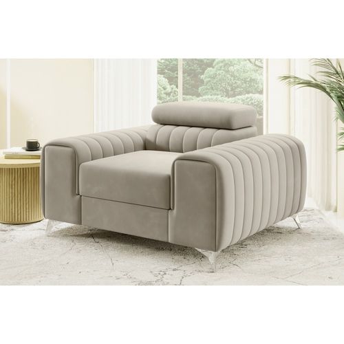 Fauteuil 1 Place Lario En Velours Beige