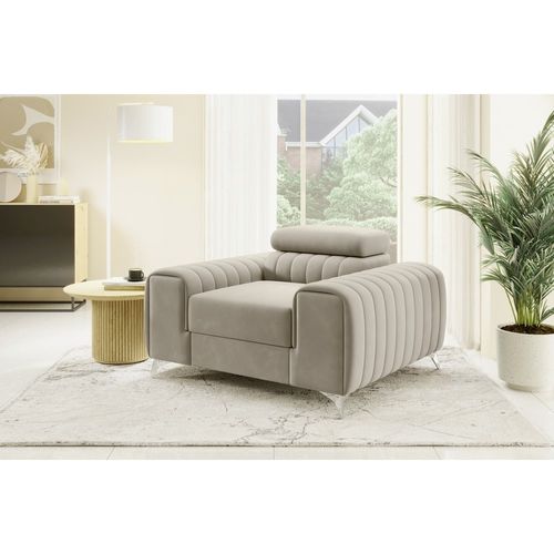 Fauteuil 1 Place Lario En Velours Beige