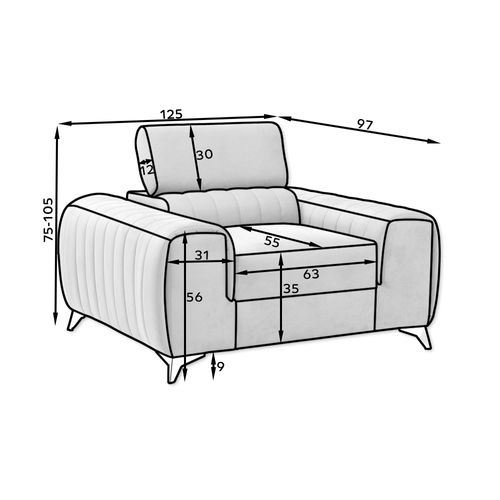 Fauteuil 1 Place Lario En Velours Noir