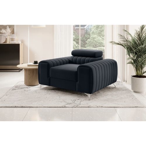 Fauteuil 1 Place Lario En Velours Noir