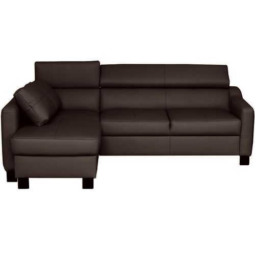 Canapé D'angle Convertible Cuir Italien Luxe 5 Places Bruce Coffre Chocolat Angle Gauche