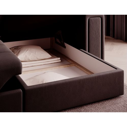 Canapé D'angle Convertible, Blendo - En Velours Luxe Chocolat, 4 Places, Angle Droit