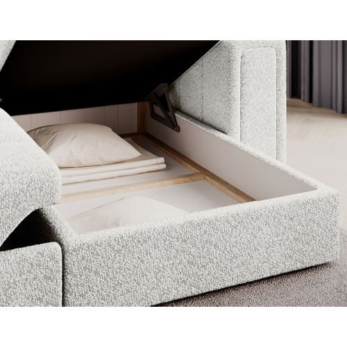 Canapé D'angle Convertible, Blendo En Tissu Bouclette Luxe Ivoire, 4 Places, Angle Droit