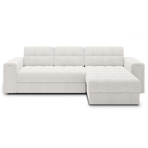 Canapé D'angle Convertible, Blendo En Tissu Bouclette Luxe Ivoire, 4 Places, Angle Droit