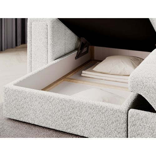 Canapé D'angle Convertible, Blendo En Tissu Bouclette Luxe - Ivoire, 4 Places, Angle Gauche
