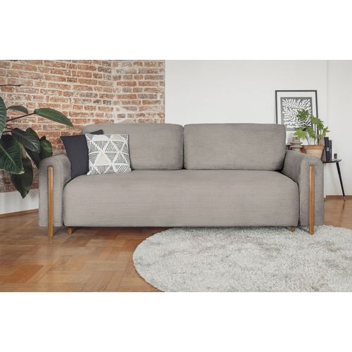 Canapé 3 Places Convertible Arcadio En Velours Côtelé Luxe Marron