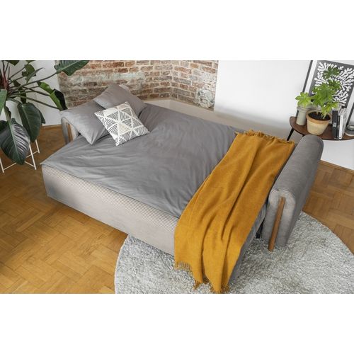 Canapé 3 Places Convertible Arcadio En Velours Côtelé Luxe Marron