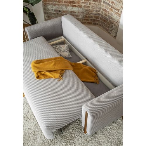 Canapé 3 Places Convertible Arcadio En Velours Côtelé Luxe Gris