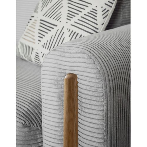 Canapé 3 Places Convertible Arcadio En Velours Côtelé Luxe Gris