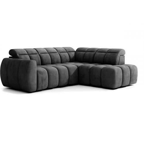 Canapé D'angle Profondeur Réglable Fasano Velours Luxe Gris Foncé, 5 Places Angle Droit