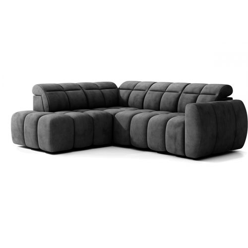 Canapé D'angle Profondeur Réglable Fasano Velours Luxe Gris Foncé 5 Places Angle Gauche