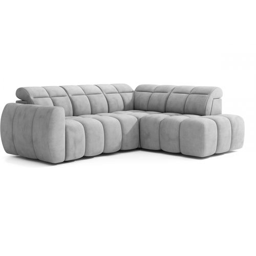 Canapé D'angle Profondeur Réglable Fasano Velours Luxe Gris Clair, 5 Places Angle Droit