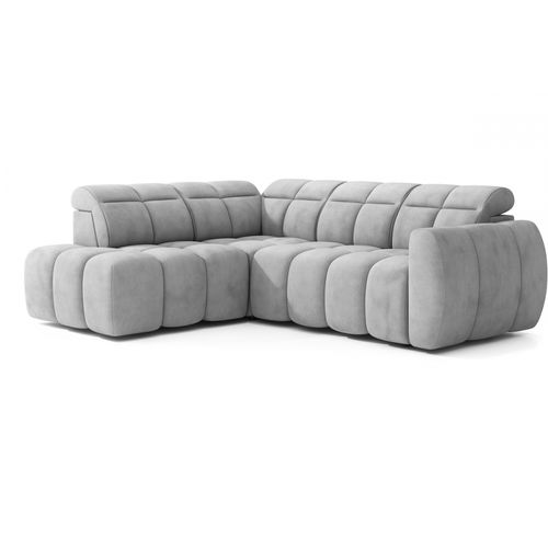 Canapé D'angle Profondeur Réglable Fasano Velours Luxe Gris Clair 5 Places Angle Gauche