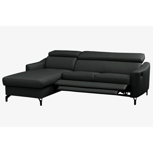Canapé D'angle Relax En Cuir Luxe Italien, Relax Électrique, Coffre, Ambert, Noir, Angle Gauche