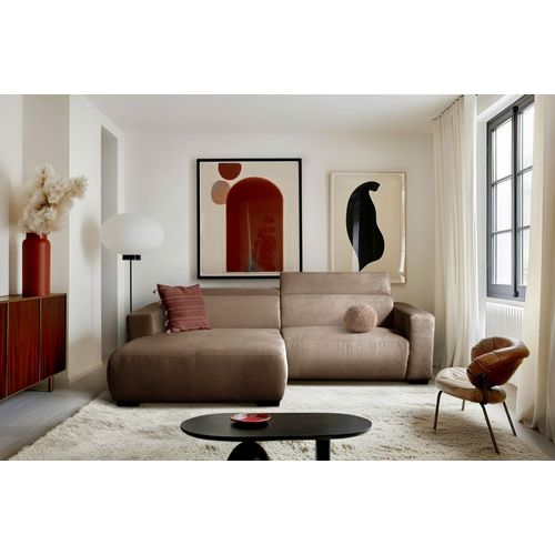 Canapé D'angle Avec Relax Électrique , Velours Cotelé Revano, Marron Angle Gauche