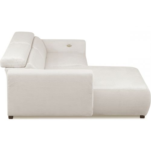 Canapé D'angle Avec Relax Électrique , Velours Côtelé Revano, Ivoire, Angle Gauche
