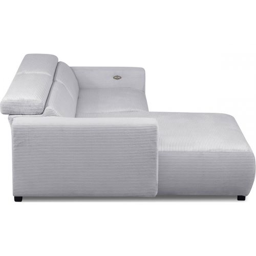 Canapé D'angle Avec Relax Électrique En Velours Cotelé Revano, Gris Clair Angle Gauche
