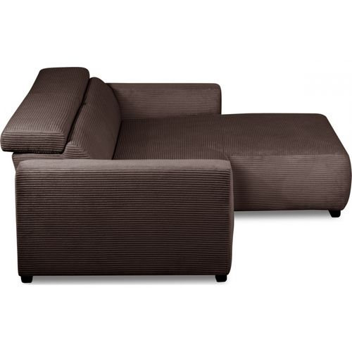 Canapé D'angle Avec Relax Électrique En Velours Cotelé Revano, Chocolat, Angle Droit