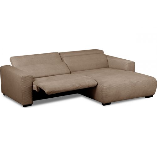 Canapé D'angle Avec Relax Électrique En Velours Cotelé Revano, Marron, Angle Droit