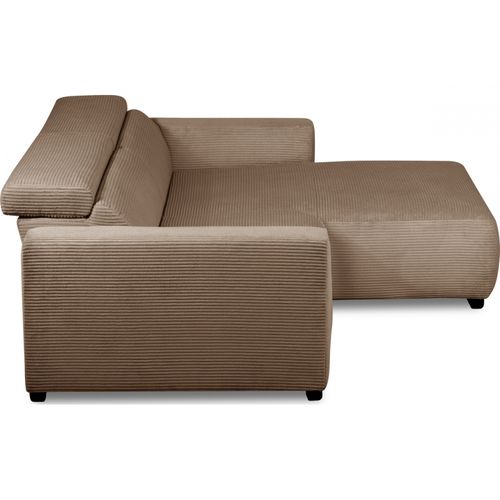 Canapé D'angle Avec Relax Électrique En Velours Cotelé Revano, Marron, Angle Droit