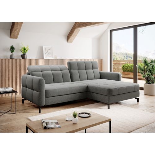 Canapé D'angle Convertible En Tissu Gris Luxe 3-4 Places Loro, Angle Gauche